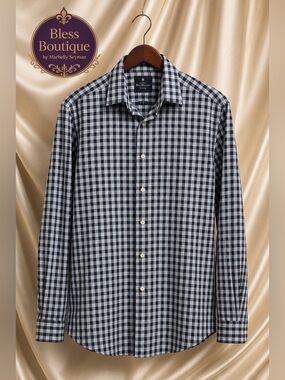 Ben Sherman Black and White Gingham Dress Shirt